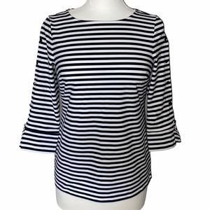Black and White Stripe 3/4 Sleeve Talbots Top